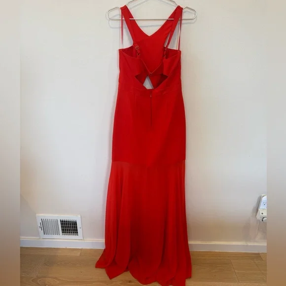 SOLD: BCBG MAXAZRIA Red Ria Criss-Cross Front Gown Dress Womens 6 EUC - Picture 6 of 9